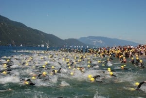 Triathlon d'Aix les Bains natation dans le lac du Bourget